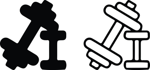 dumbbell black black line icons set vector sport power icons 