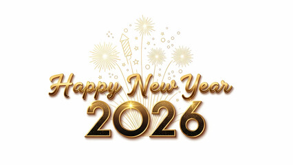 Elegant Gold 2026 New Year Fireworks Cut-out