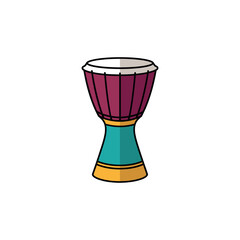 Colorful cartoon djembe drum illustration with vibrant design.