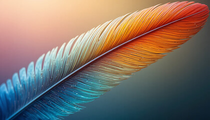 feather on blue background