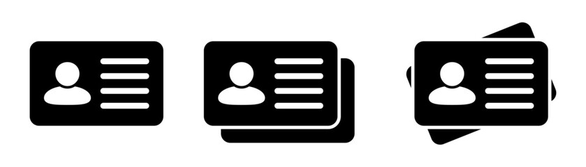 Fototapeta na wymiar ID Card Icons Set, Employee Badge, Driver License and Staff Identification Symbols