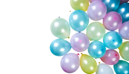 Pastel colored spheres clustered together with a gradient of blue, green, yellow, and pink hues against a white background