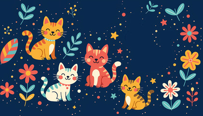 seamless pattern with cats
