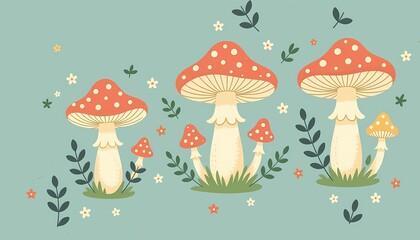 mushrooms in the grass