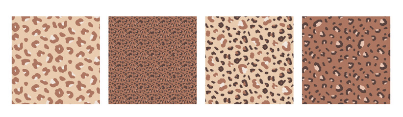 Animal seamless pattern print. Cheetah backgrounds set. Vector leopard seamless bg collection. Camouflage brown animal panther mini patterns. Modern ornaments. Neutral nude beige spotty wallpapers.