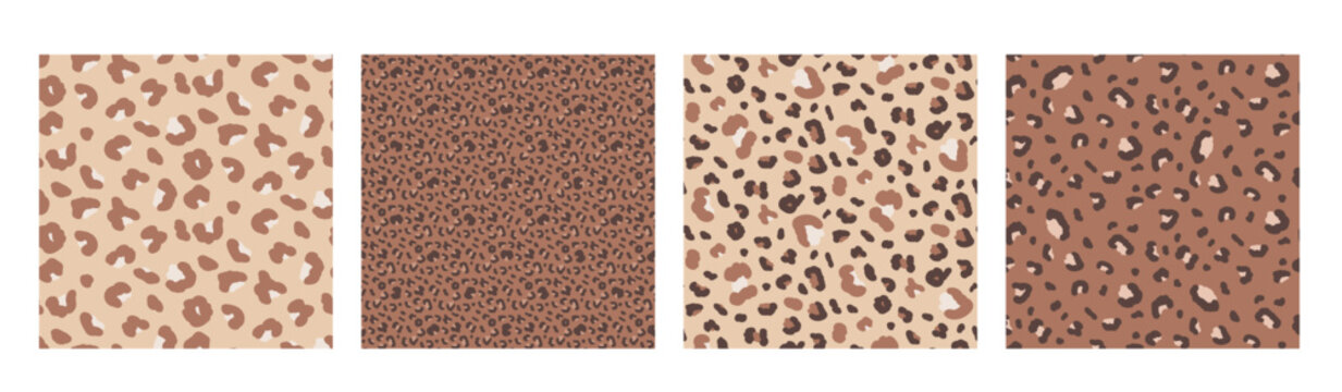 Animal seamless pattern print. Cheetah backgrounds set. Vector leopard seamless bg collection. Camouflage brown animal panther mini patterns. Modern ornaments. Neutral nude beige spotty wallpapers.