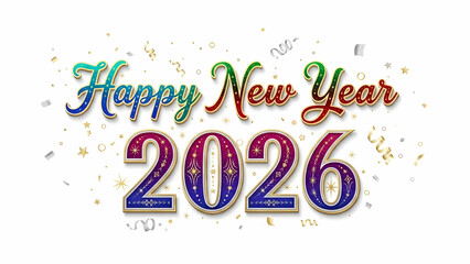 Colorful confetti 2026 New Year, PNG with alpha channel transparency