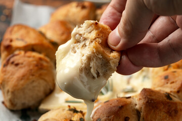 Baked Camembert cheese with onion bread