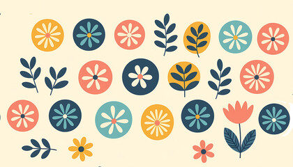 for kids clothes, decoration and wallpaper, seamless pattern with illustration of flowers and eggs 