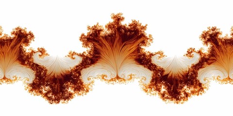 Fractal botanical pattern in warm orange and brown on white background