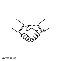 Fototapeta premium Simple black and white handshake illustration symbolizing partnership and agreement.
