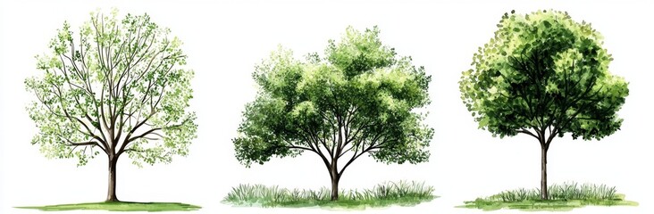 Obraz premium Simplistic yet elegant tree designs in watercolor