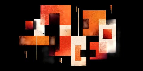 Obraz premium Abstract geometric composition with orange and white blocks on a dark background