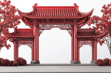 Festive Chinese Gate Design Featuring Traditional Elements