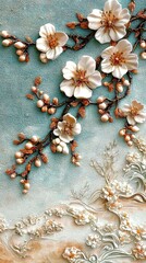 Vibrant spring festival background with decorative peach blossoms.
