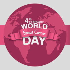 World Breast Cancer Day Globe With Pink Ribbon breast cancer awareness