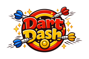Vibrant dart game logo with colorful target and arrows