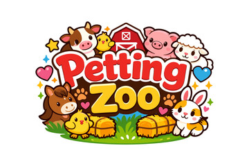 Obraz premium Charming petting zoo animals around a cute farmyard barnyard scene
