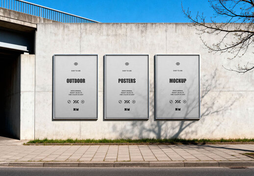 Three Outdoor Posters Mockup