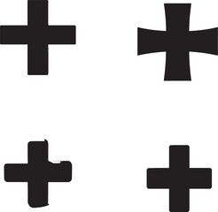 Obraz premium Black Greek Cross Pattern: Four Bold Cross Symbols in a Symmetrical Design