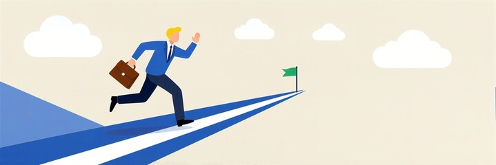 Business people crossing the finish line