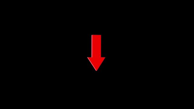 3D Down Arrow icon Animation in Black Background 