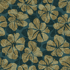 Abstract Textured Floral Seamless Pattern 