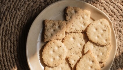 Savory Crackers on a Plate - A Delicious Snack.