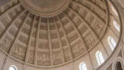 Intricate Dome Interior with Ornate Details and Natural Light.