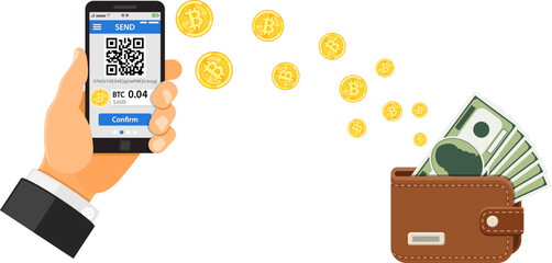 Crypto currency bitcoin technology concept