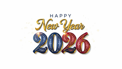 Patterned Royal 2026 Happy New Year Greeting, Cut-out Image