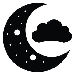 moon with clouds vector icon