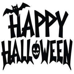happy halloween text vector icon