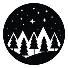 forest night vector icon