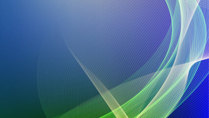 Abstract flowing lines in blue, green, and purple with a subtle striped background creating a dynamic and modern visual effect.