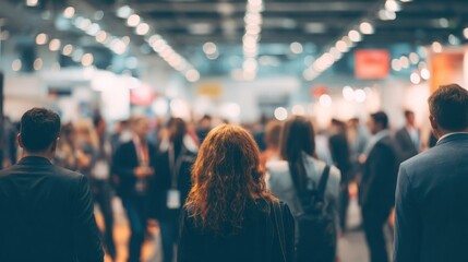 People attending a conference or trade show