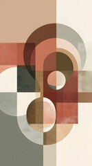 Contemporary Abstract Geometric Composition with Earthy Tones and Overlapping Forms, Modern Art Piece for Minimalist Decor and Design Projects