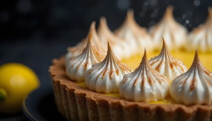 Delicious lemon meringue tart with fresh lemon dessert pastry gourmet food