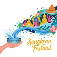Modern Songkran Festival Vector Design.