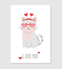 Valentine&rsquo;s Day Greeting Card with Cat
