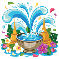 Modern Songkran Festival Vector Design.