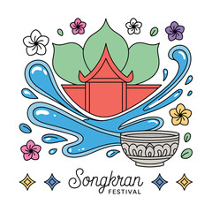 Modern Songkran Festival Vector Design.