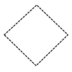 Obraz premium Dashed rhombus outline with crisp edges, ideal for diagrams, flowcharts, or structured geometric design assets.