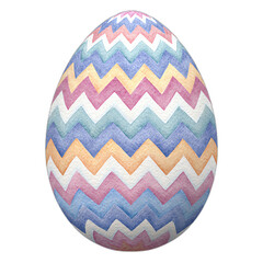 Obraz premium Colorful Easter Egg: A vibrantly decorated Easter egg, featuring a cheerful and intricate zig-zag pattern in a harmonious palette of soft pastel hues.