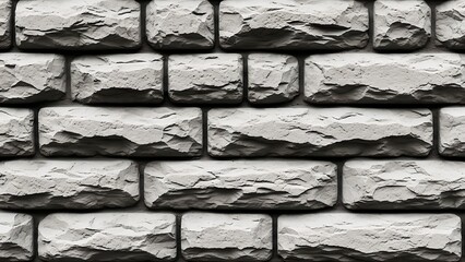 Detailed texture of rough cut light gray limestone blocks arranged in a staggered repeating brickwork pattern for architectural surfaces