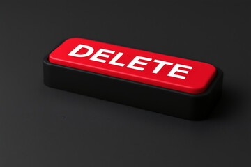 Red Delete Button for Digital Data Removal, Online Privacy, and System Cleanup. Crucial for IT, Web Development, and Business Control.