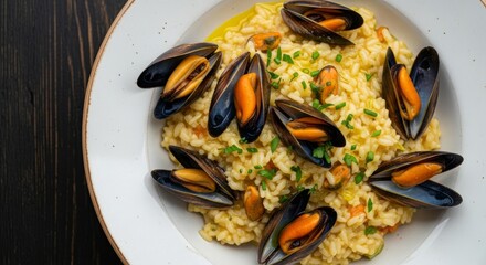 Delicious seafood risotto with mussels perfect for gourmet dining and culinary inspiration