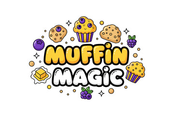 Colorful muffin magic with berries and fun elements