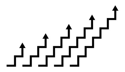 Growing Steps Arrow Set for Success Progress and Financial Development Vector Illustration