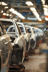 Car manufacturing line with robotic automation and precision